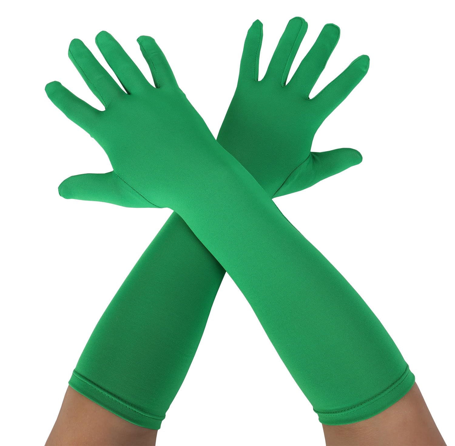 Gaoin Unisex 15“ Long Elbow Spandex Costume Party Gloves, Green, One Size