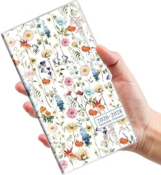 Pocket Calendar 2026-2028 for Purse, 2 Year Monthly Planner Pocket Size with Clear Protective Cover, Jul 2026-Jun 2028 Small Monthly Planner, 6.5 x 3.5 - Wildflowers