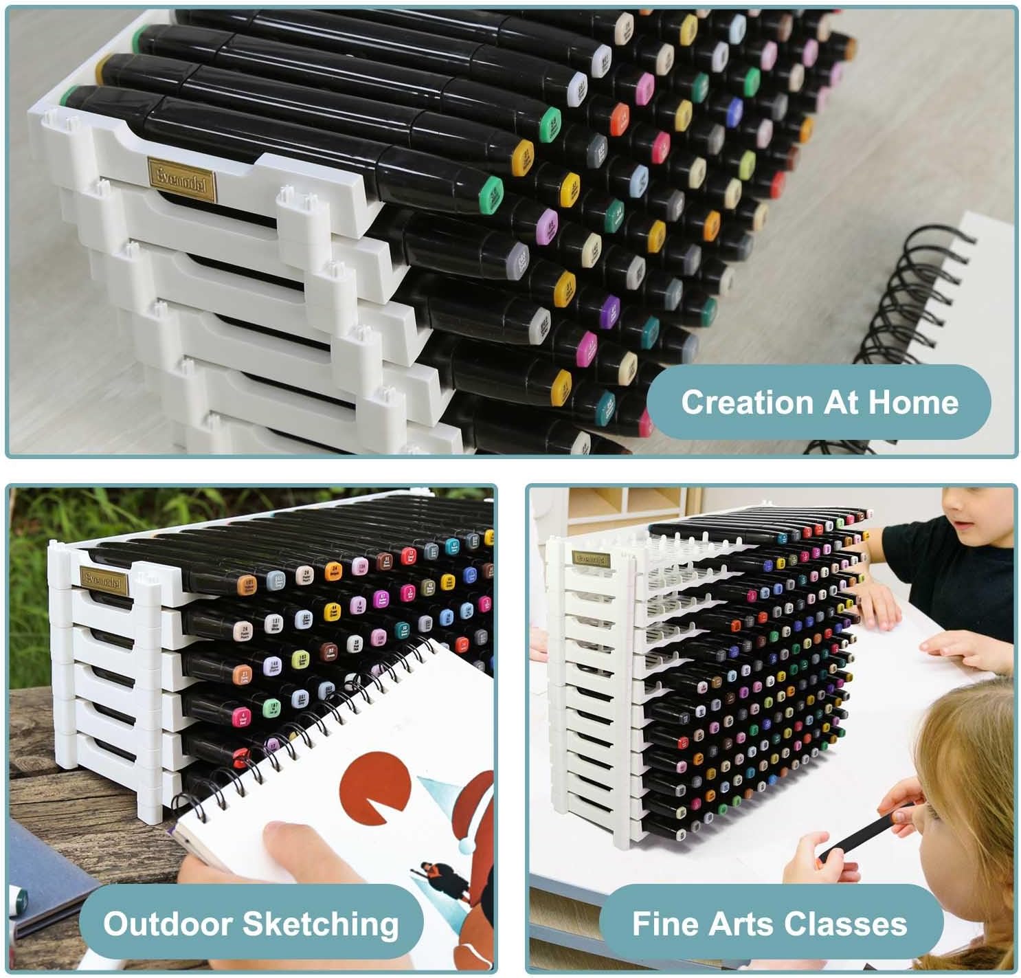 Universal Marker Storage Trays, Penholder Display for 90 Pens SN01 Pencil Organizer Holder for Desk (White-6 layers)