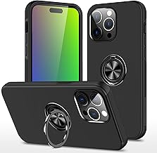 EYZUTAK Case for iPhone 13 Pro Max 6.7 inch, 360 Degree Rotation Magnetic Metal Finger Ring Holder Magnet Car Holder Inner Silicone with Camera Protection Glossy Anti-drop Hard Cover - Black