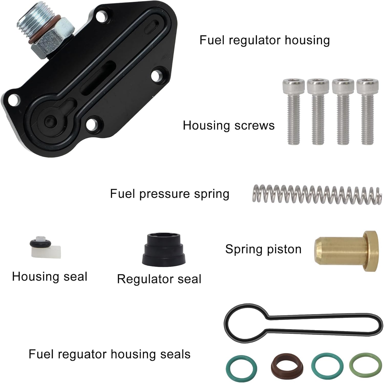 Fast Install Fuel Regulator Kit Compatible with Ford 2003-2007 Excursion F250 F350 F450 F550 Spring Kit 6.0 Powerstroke Replace # 3C3Z-9T517-AG
