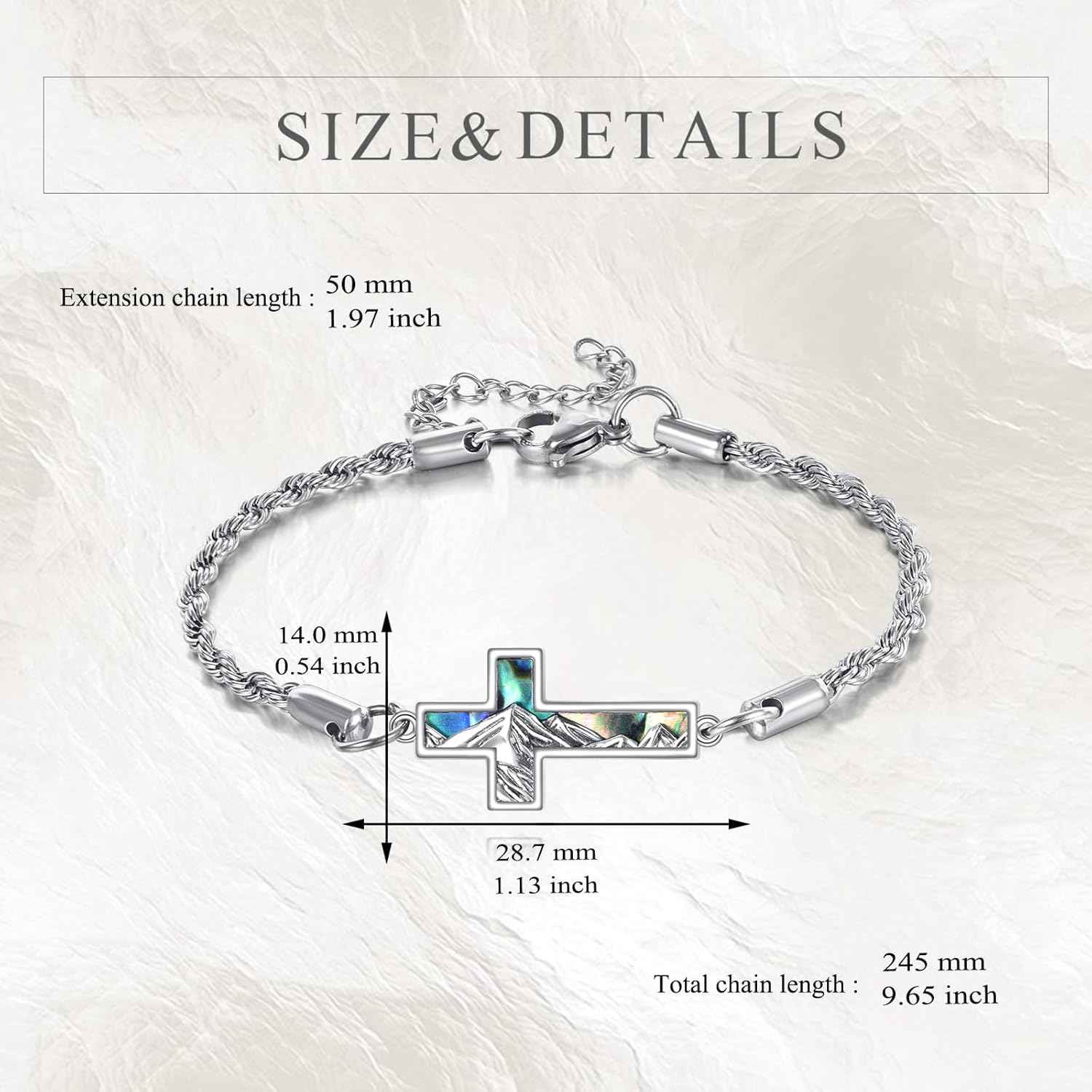 TIGER RIDER Mountain Cross 925 Sterling Silver Bracelet Mountain Jewelry for Men Women Birthday Christmas - Image 5