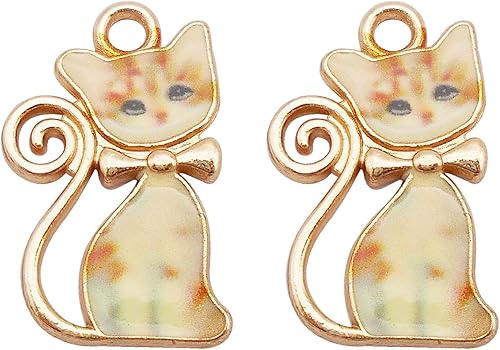 Miniatura 3 de 30 dijes chapados en oro de 0.827 x 0.512 in de gato para mascotas, colgante de animales, joyería, collar, pulsera, aretes, accesorios para hacer