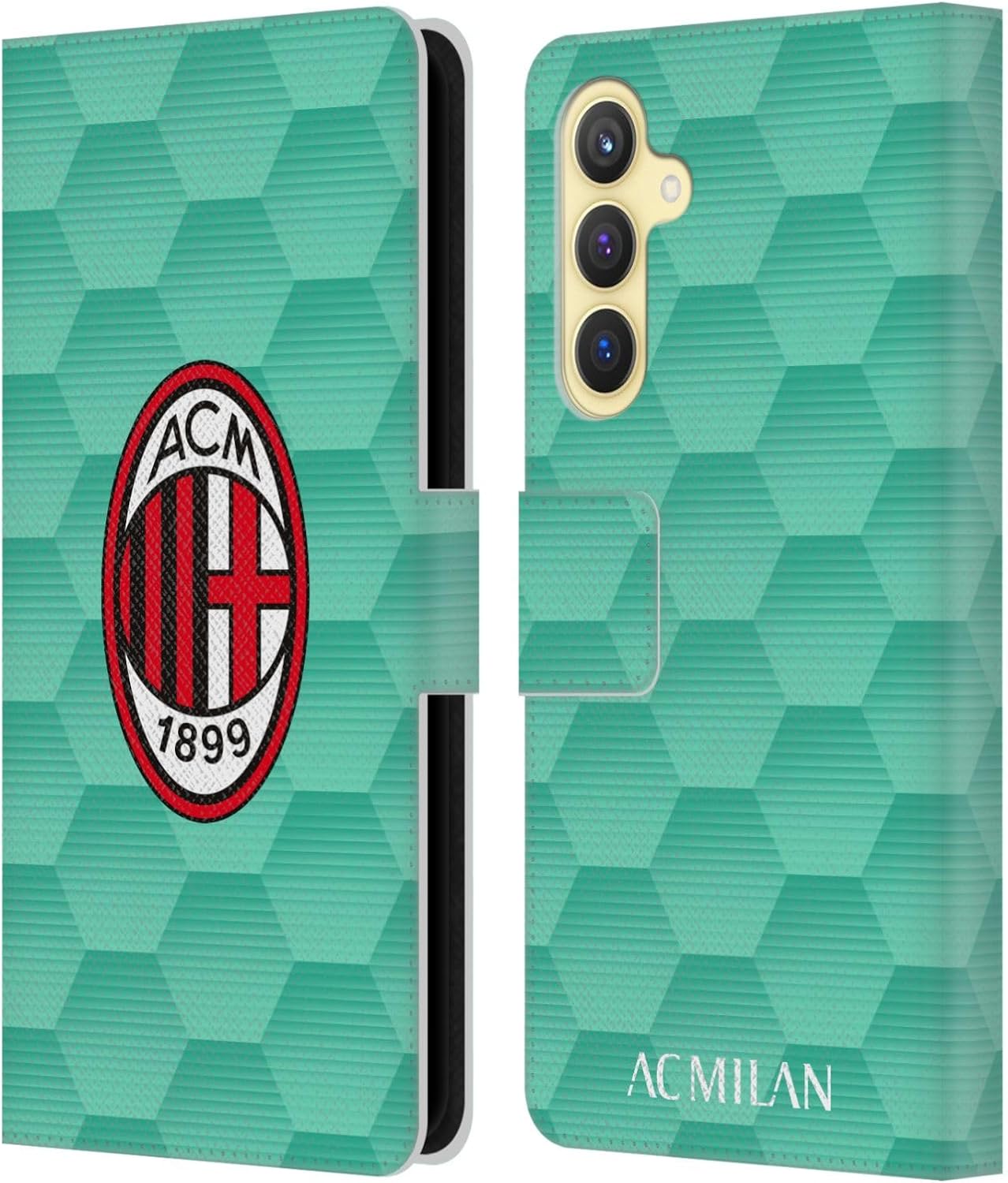 Head Case Designs Officially Licensed AC Milan Home Goalkeeper 2020/21 Crest Kit Leather Wallet Case Compatible with Samsung Galaxy S23 FE 5G