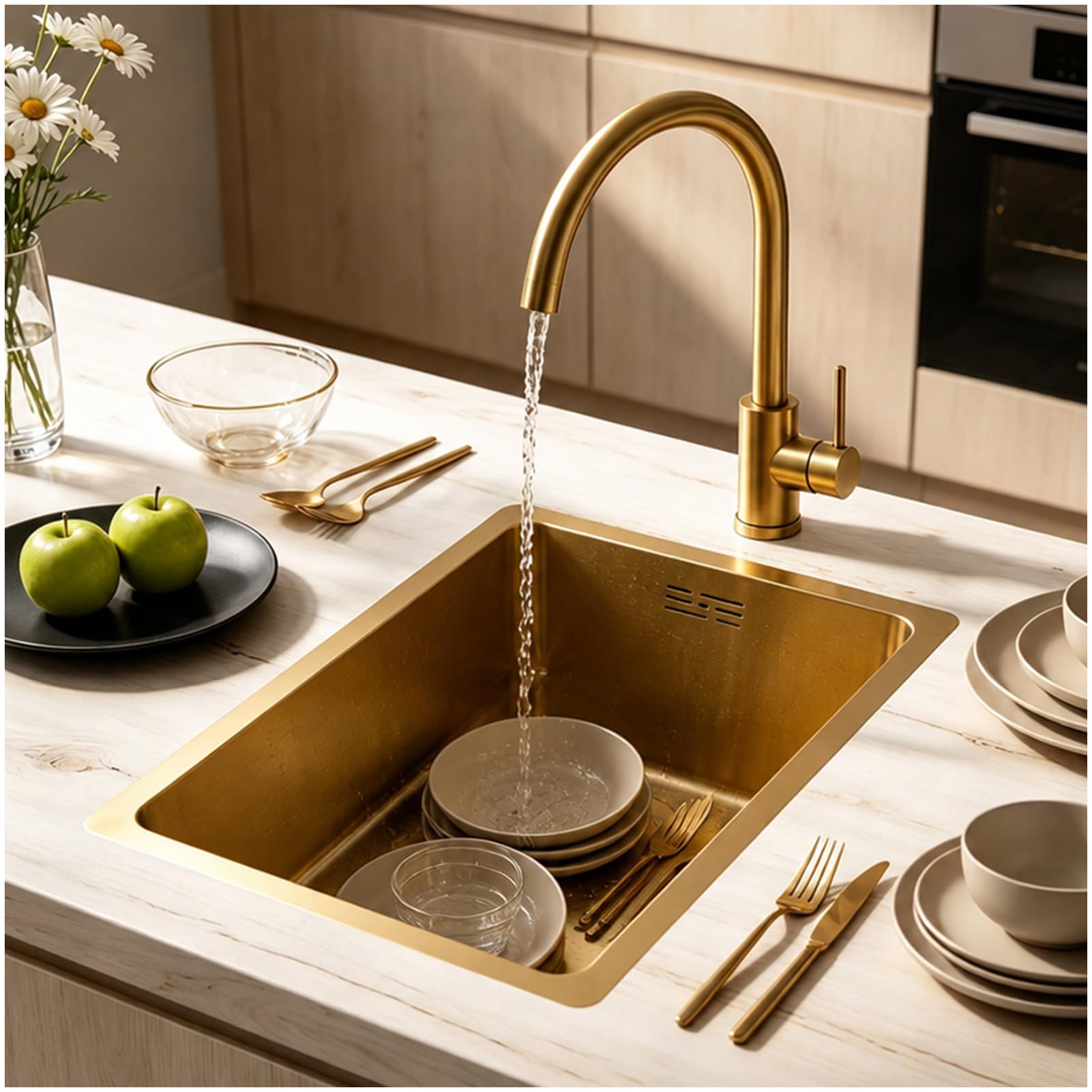 Gold Bar Sink Undermount,Single Bowl Undermount Bar Sink,Workstation Small Kitchen Sink,Brushed Gold Wet Bar Sink,Stainless Steel Bar Sink,Outdoor Kitchen Prep Sink With Gold-tone Accessories(Gold-2,3 — image 1