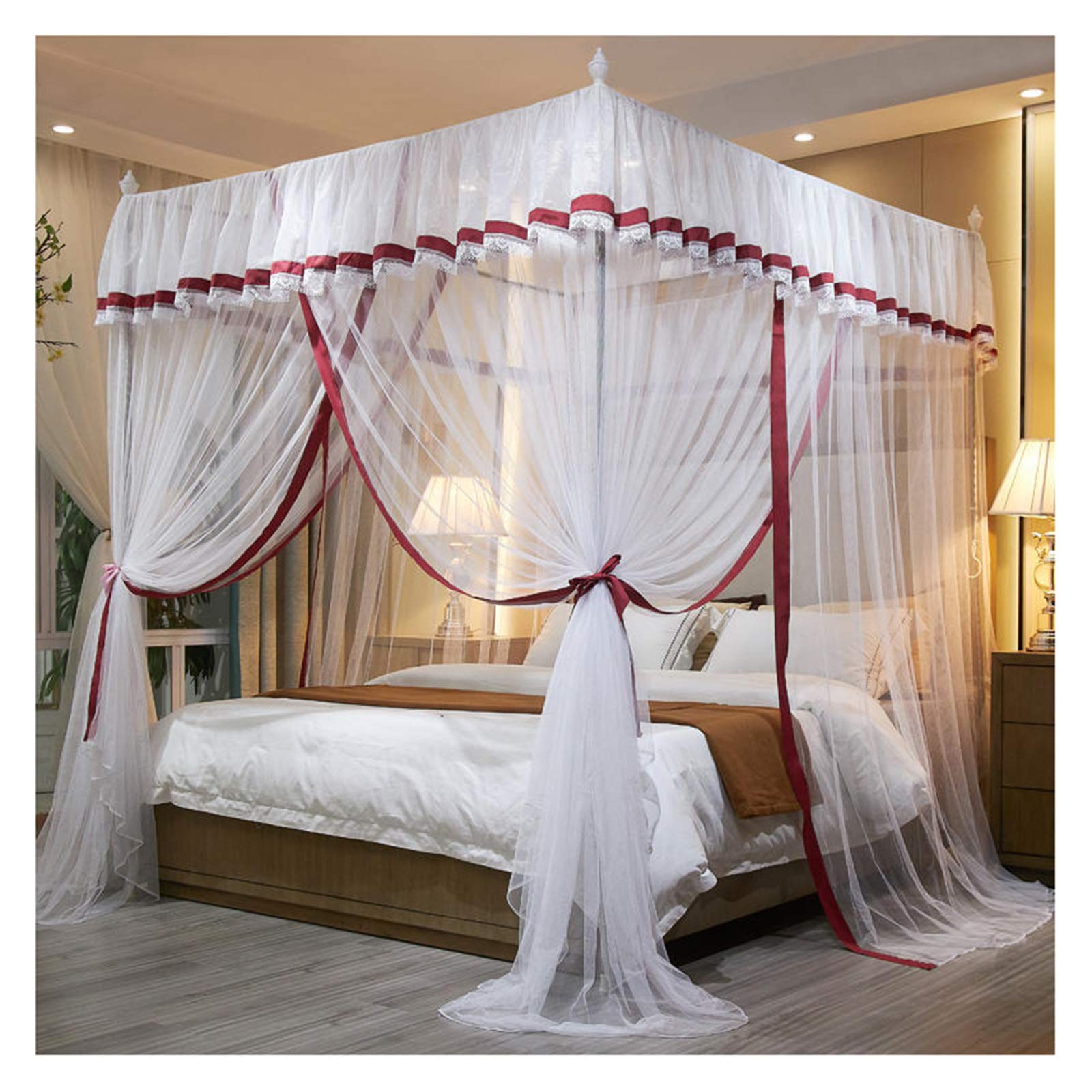 Mosquitera de 4 postes de esquina para cama de princesa con soporte de metal