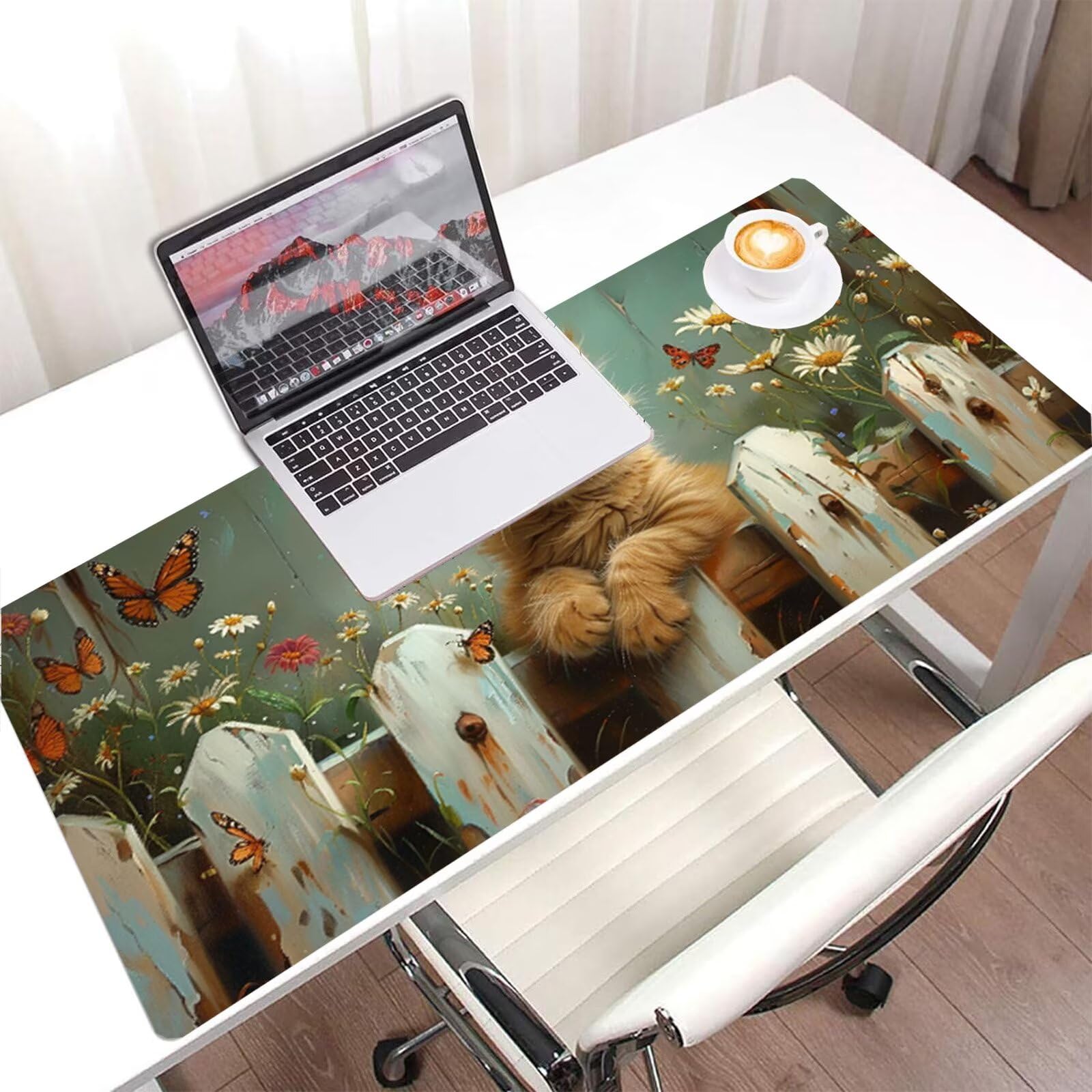 Podkładka pod mysz dla kota XXL 1200x600, podkładka pod mysz motyl wodoodporna podkładka pod mysz, mysz z antypoślizgową podstawą, pod ręką szyte krawędzie, akcesoria do gier, prezent H2-576