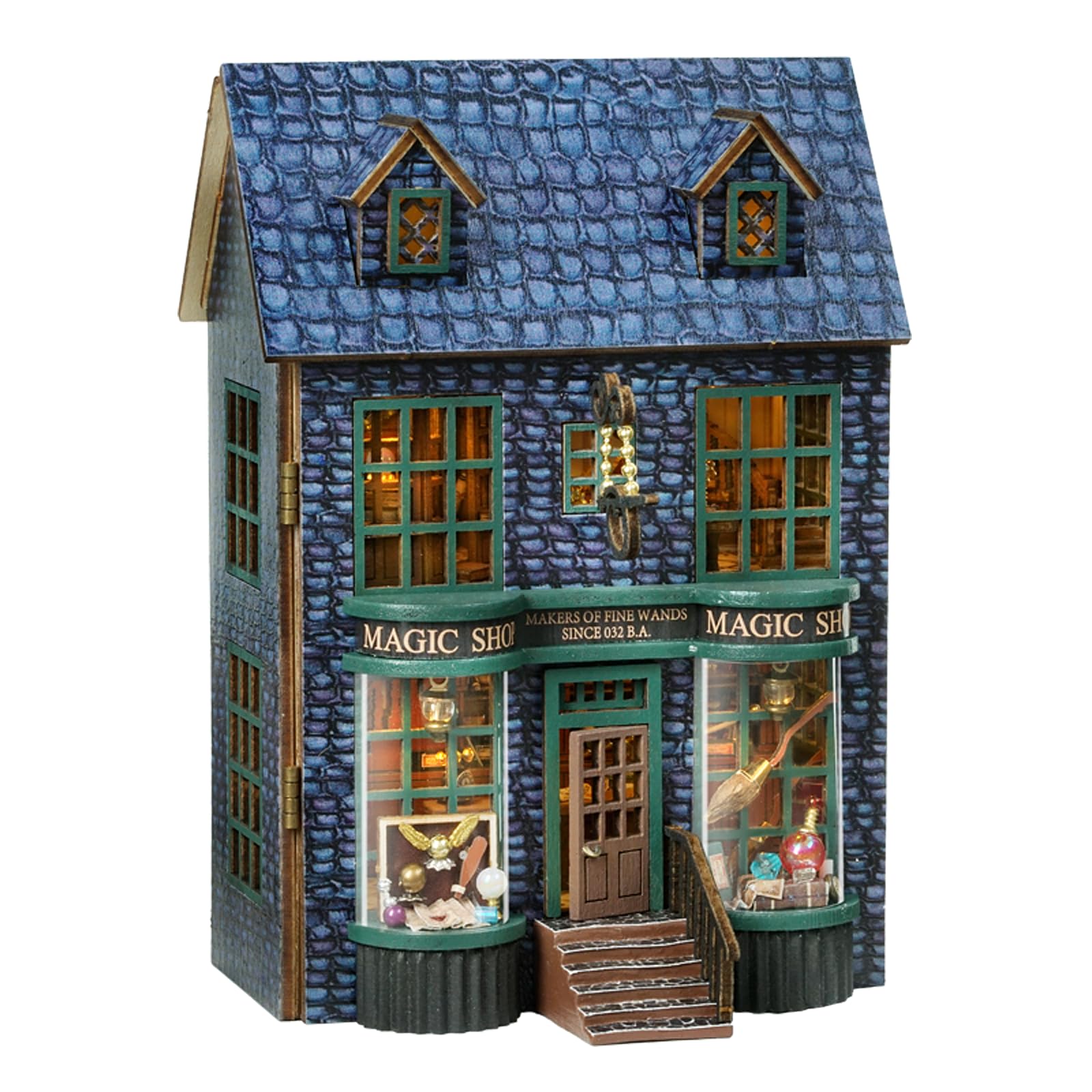 CUTEROOM DIY Miniature House Kit, Wooden Dollhouse Kit Mini House Making Kit with Furnitures, DIY Dollhouse Kit Birthday Gift (Magic Store)