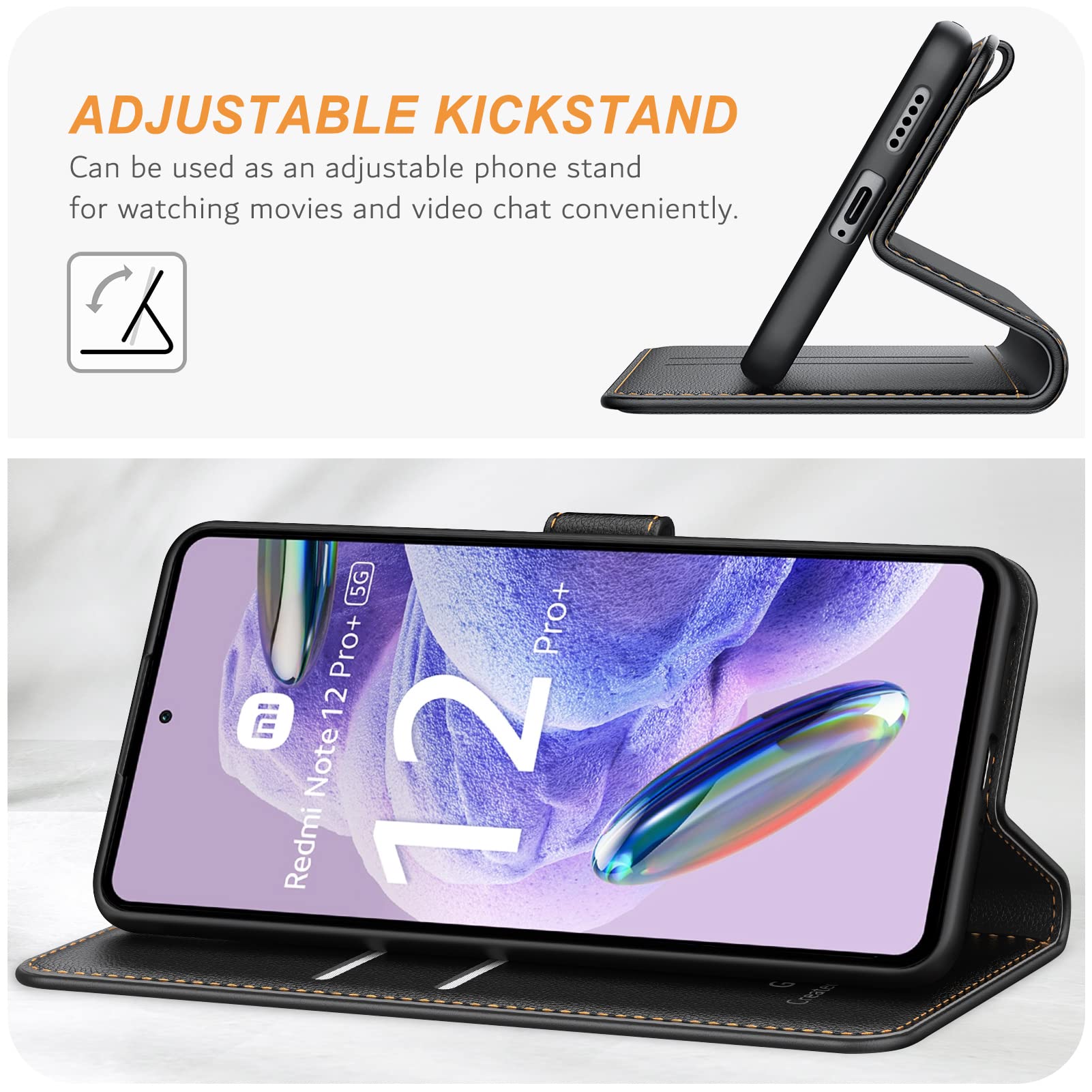 Ganbary Cover Compatibile con Xiaomi Redmi Note 12 4G (Non per 5G), Premium Pelle PU Flip Libro Custodia per Redmi Note 12 4G [Protezione Completa] [Slot per Scheda] [Funzione di Supporto], Blu