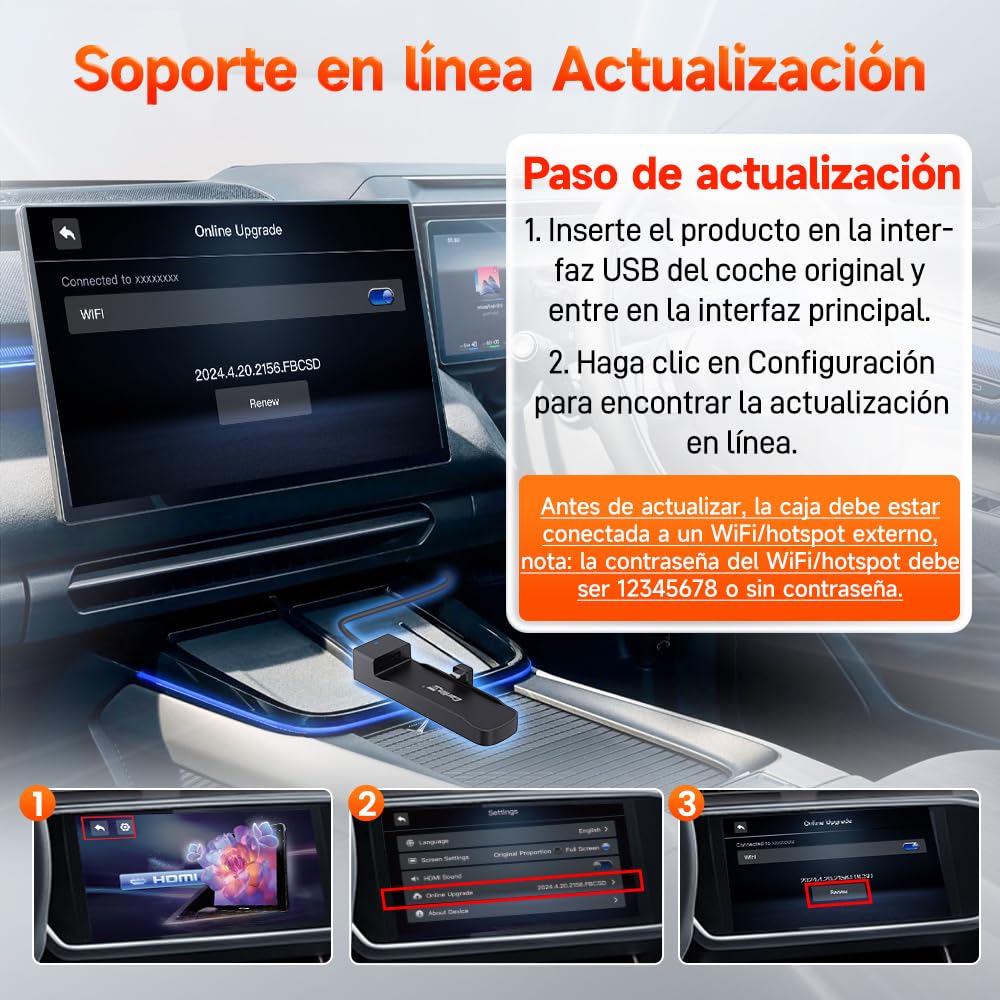 Carrinkit Car TV HDMI 2026 Fire Stick Converter, HD HDMI Car Adapter, Puede convertir Vídeo/Juego en Coche, Plug - and - Play, Adecuado para vehículos por Cable y Equipos de Fire Stick