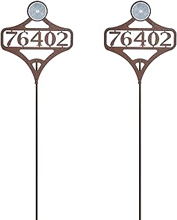 Touch of Class Pathways Custom Address Sign Reflective Driveway Marker Stake Set of Two | Personalized with 1-5 House Numbers or Name | Tall Reflector Set of 2 | Weathered Bronze Durable Finish