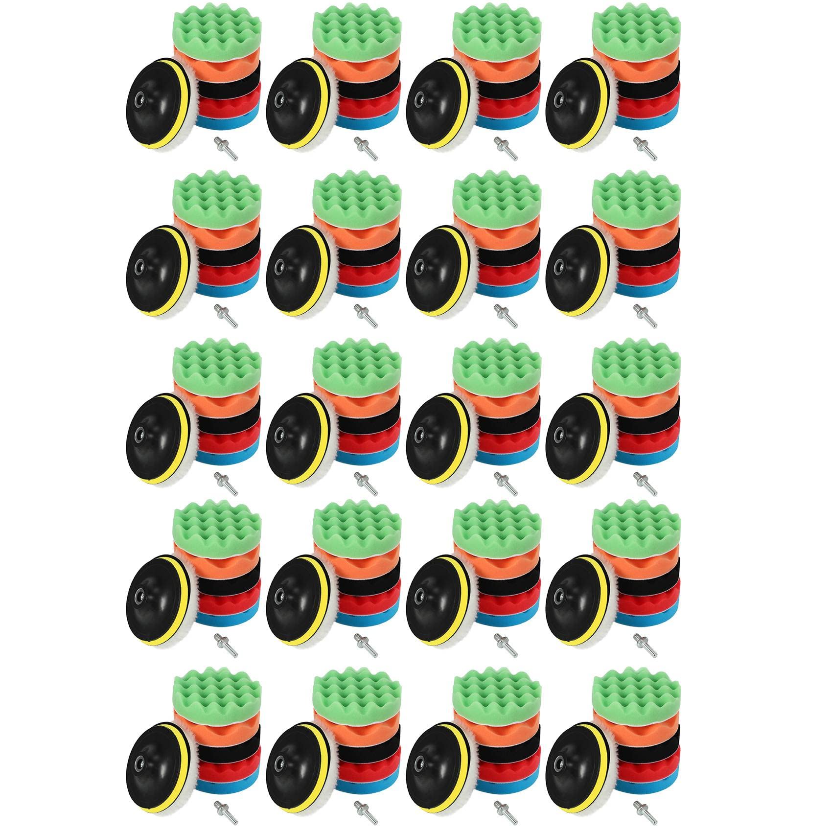 Herold 160Pcs/Set ÉPonge de Voiture Tampon de Polissage Ensemble 5 Pouces Polissage Tampon de Fartage pour Bateau Voiture Polisseur Tampon de Forage Roue Polisseur Outils