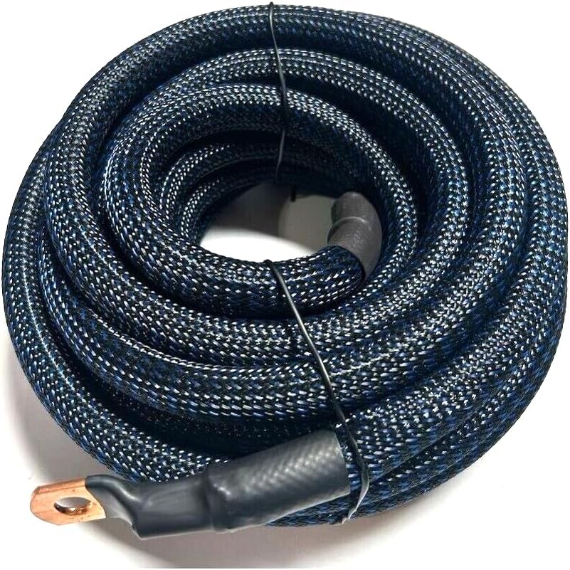 Xscorpion Battery Relocation Kit 1/0/4 Gauge OFC Copper 12ft Custom Color + 3ft Black Snakeskin Braided Sleeving Wire (Black/Blue, 1/0 Gauge)