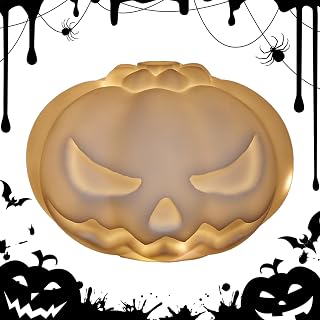 Luz nocturna de calabaza,Luz nocturna de calabaza de Halloween - Kit de decoración de estatuas de arte con luz nocturna de calabaza,Juego de pintura de 12 colores, artesanía de Halloween, decoración d