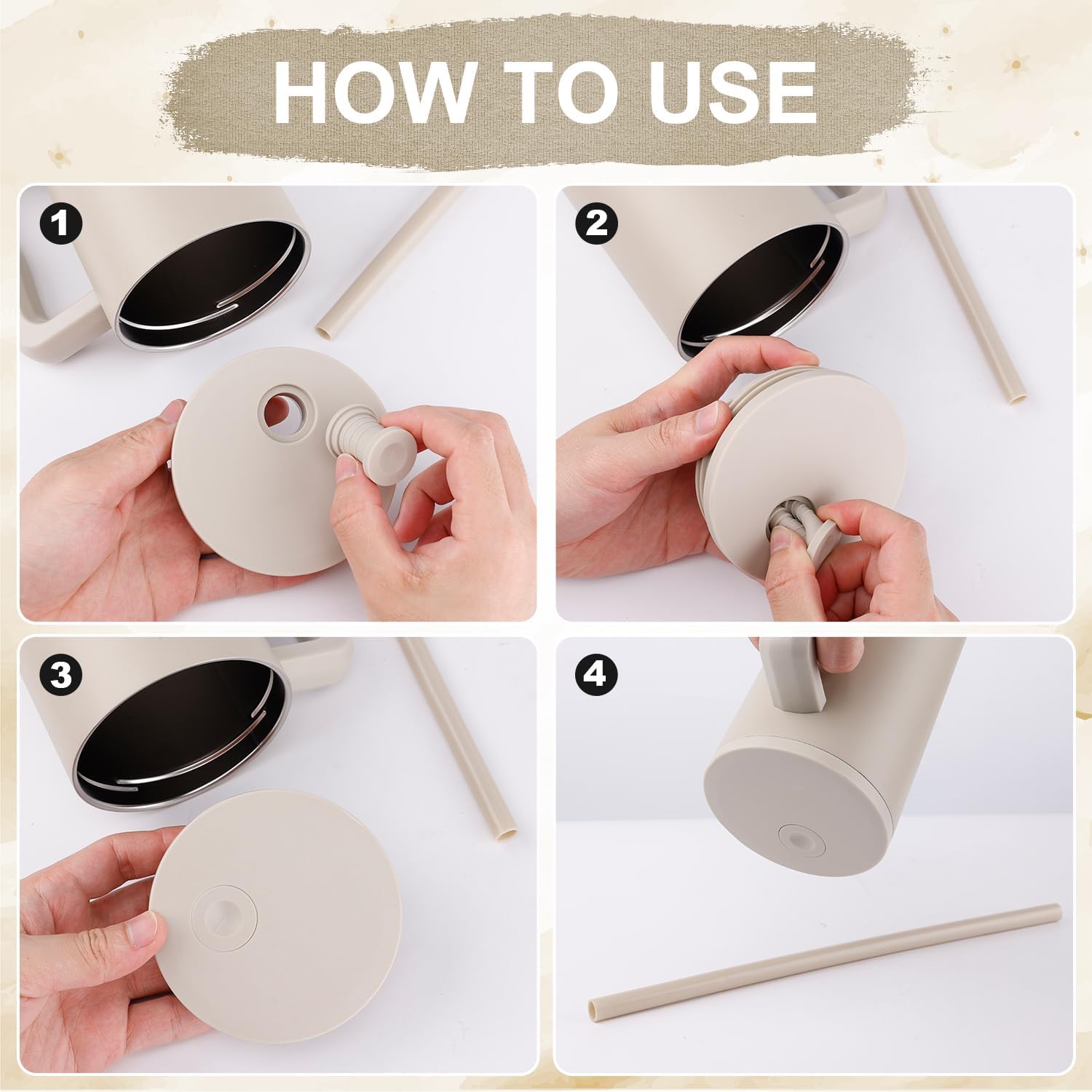 4pcs Replacement Stopper Compatible with Simple Modern Kids 40 oz 30 oz Tumblers with Handle, Silicone Water Bottle Top Accessories Cup Lid Seal Gaskets Travel Mug Replacement Parts (Gray) - Image 3