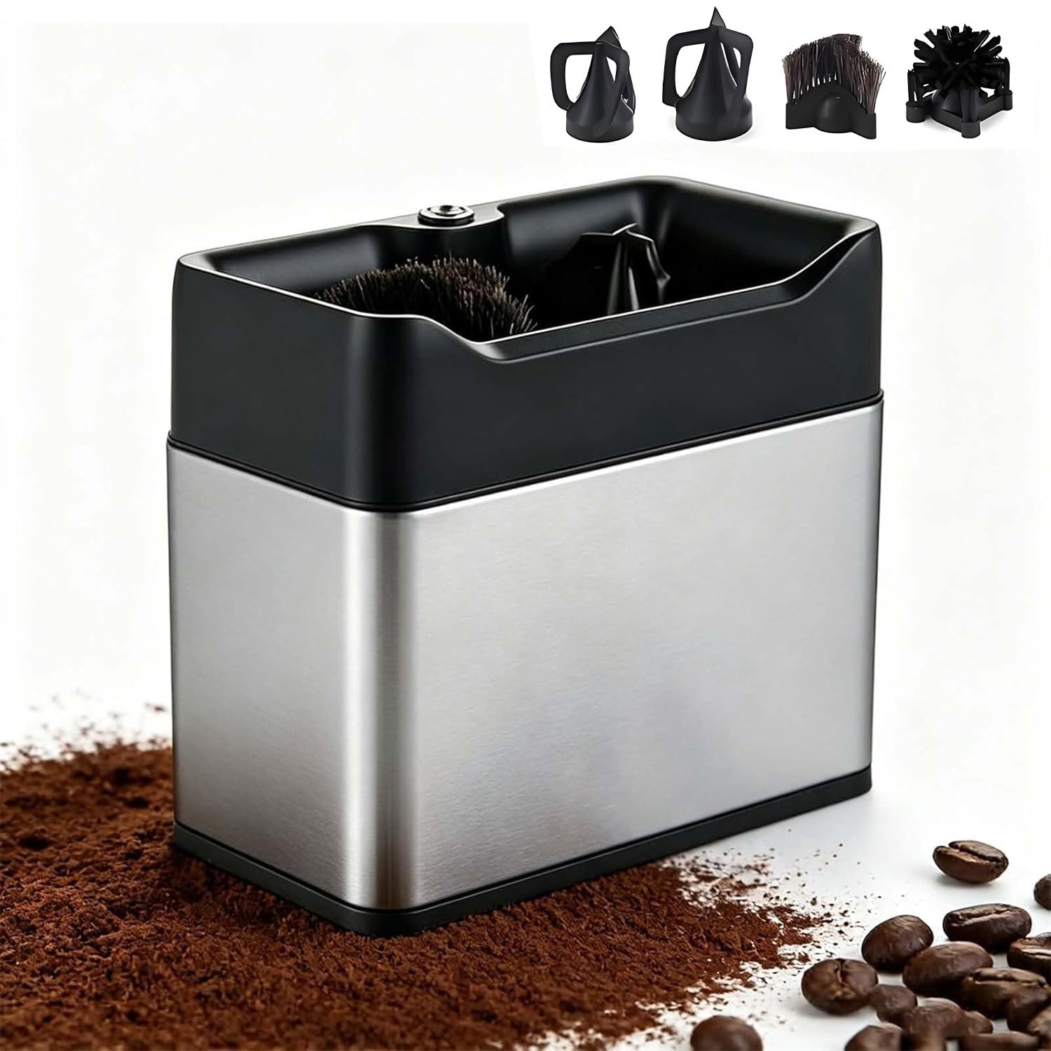 GLBMXDD Commercial Coffee Filter Holder Cleaner,Automatic Coffee Pose Cleaner, with 2 scrapers & 1 Brush Head,Perfect for kitchens, cafés, restaurants, or bars