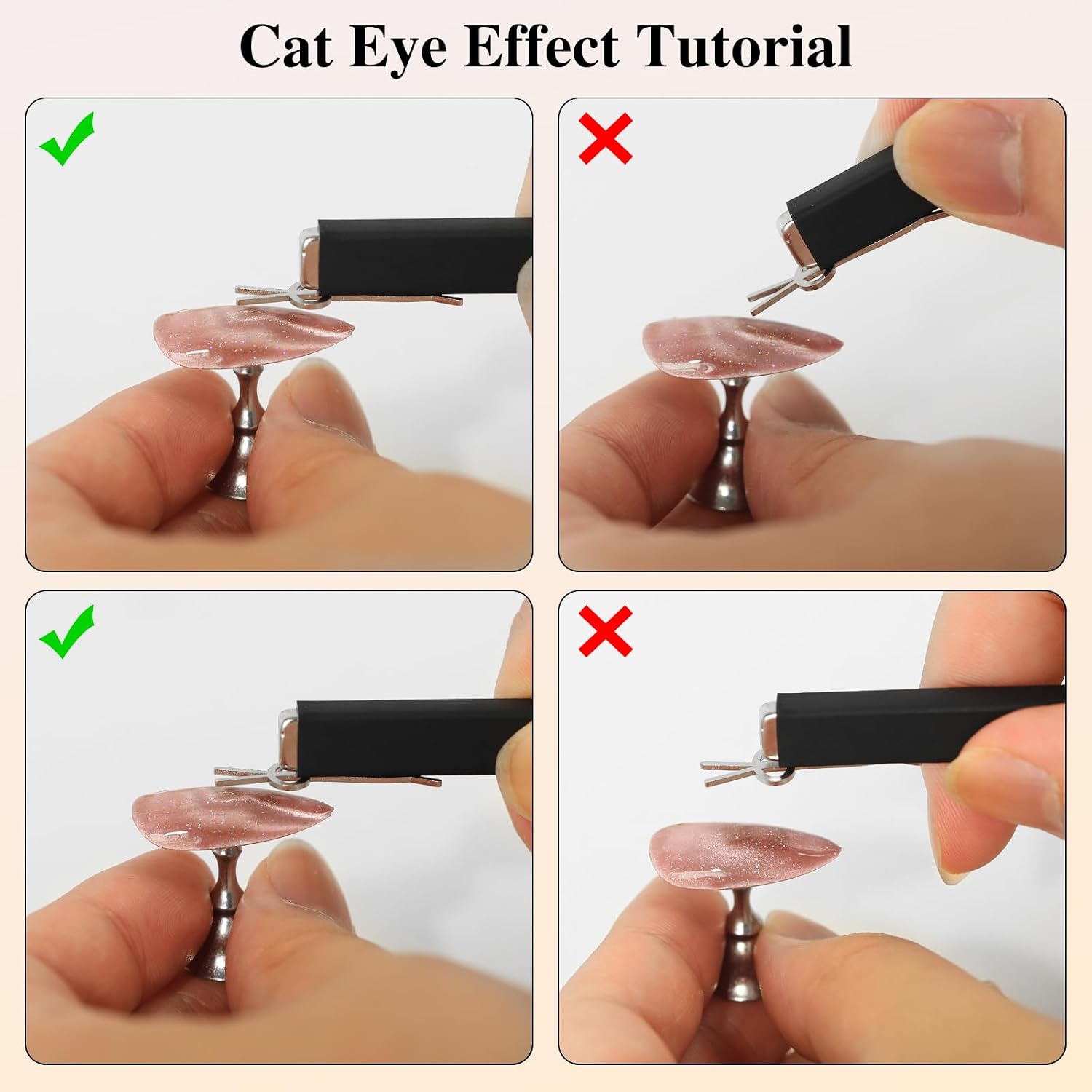 Cat Eye Nail Magnet Tool Set,2Pcs Cat Eye Magnet for Nails Pcs Stainless Steel Heart & Rabbit Cat Eye Nail Magnet Tool for Cat Eye Gel Nail Polish,Perfect for DIY or Nail Salon image 4