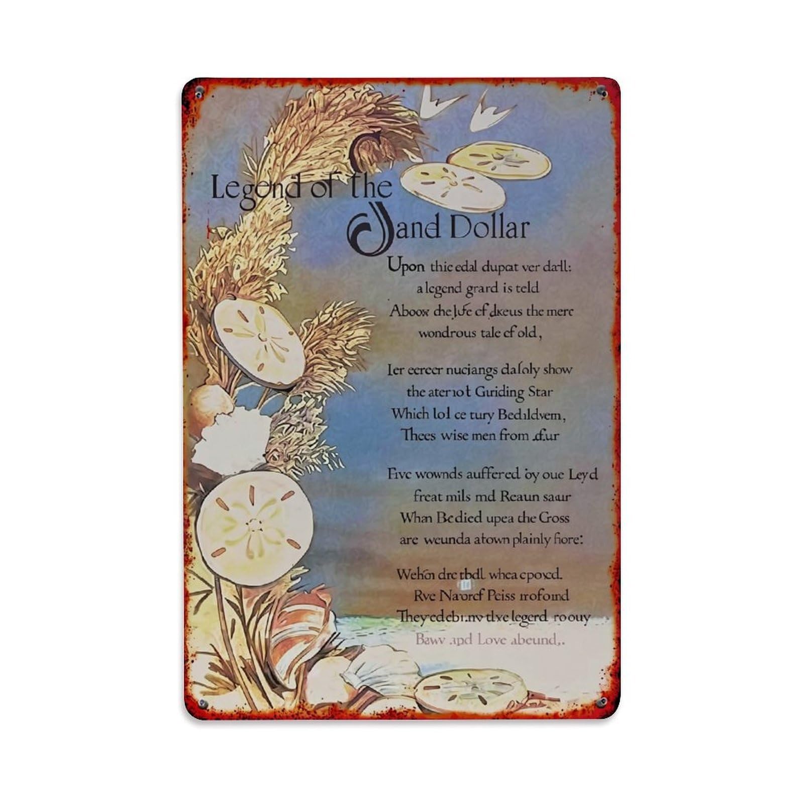 Jdfenggu Vintage Legend Of The Sand Dollar Retro Metal Tin Sign, Decor Art Poster For Bar, Home, Man Cave, Kitchen, Laundry Room Gift 8X12inch