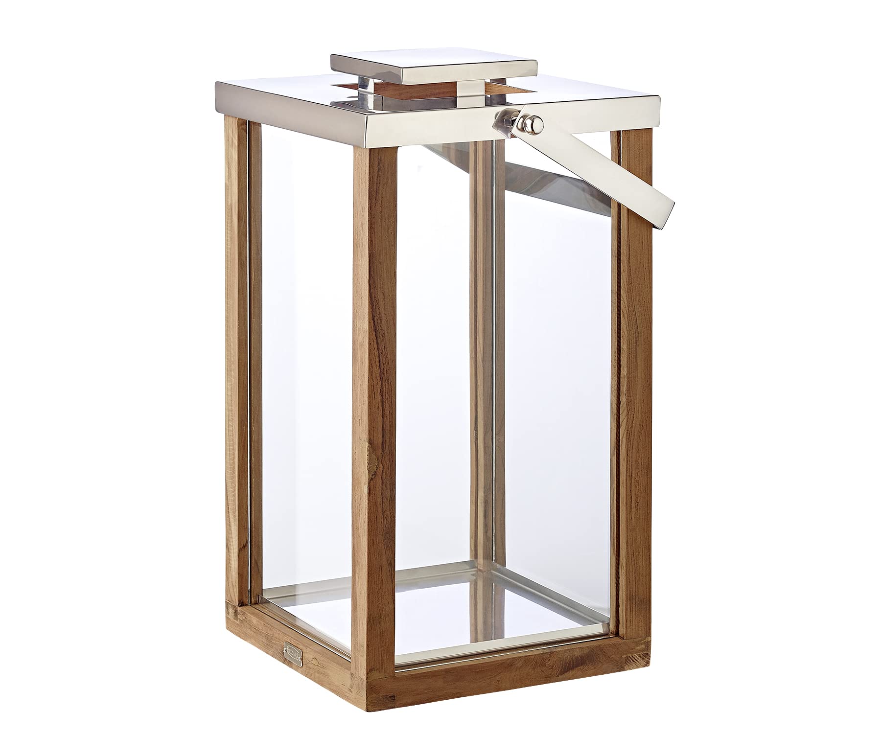 EDZARD lanterna "Miami" in legno e acciaio pregiato, altezza 49 cm, torcia a vento con manico