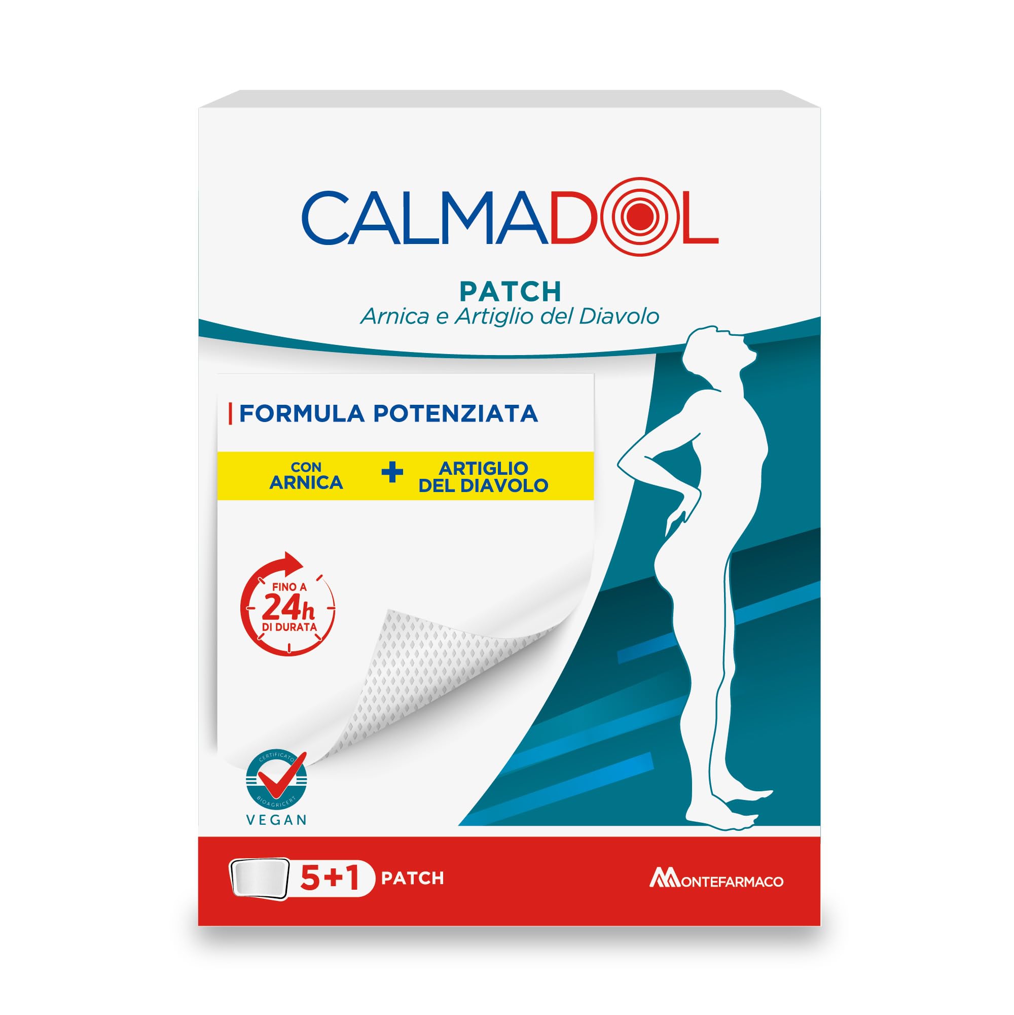 Calmadol Cerotti con Arnica e Artiglio del Diavolo per Dolori Muscolari e Articolari - Nuova Formula Potenziata, Fino a 24 Ore di Durata (Confezione 5+​1 Patch)