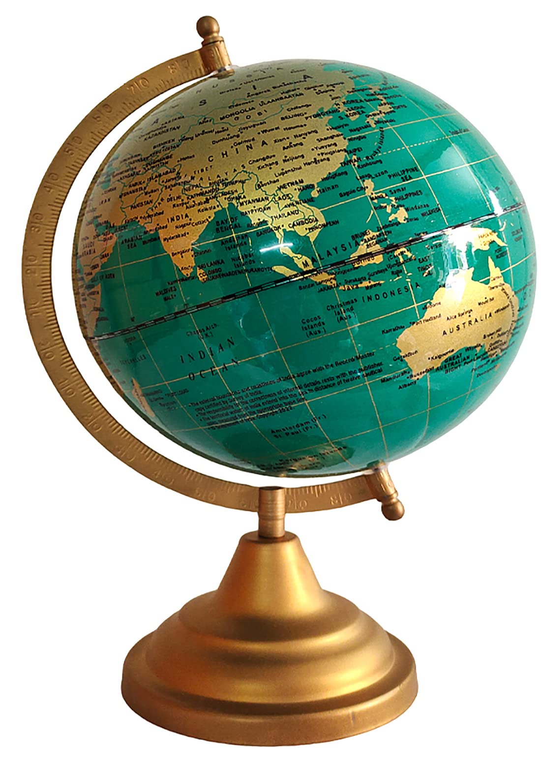 GeoKraft 8 Inch Green Gold Premium Decorative Rotating Globe with