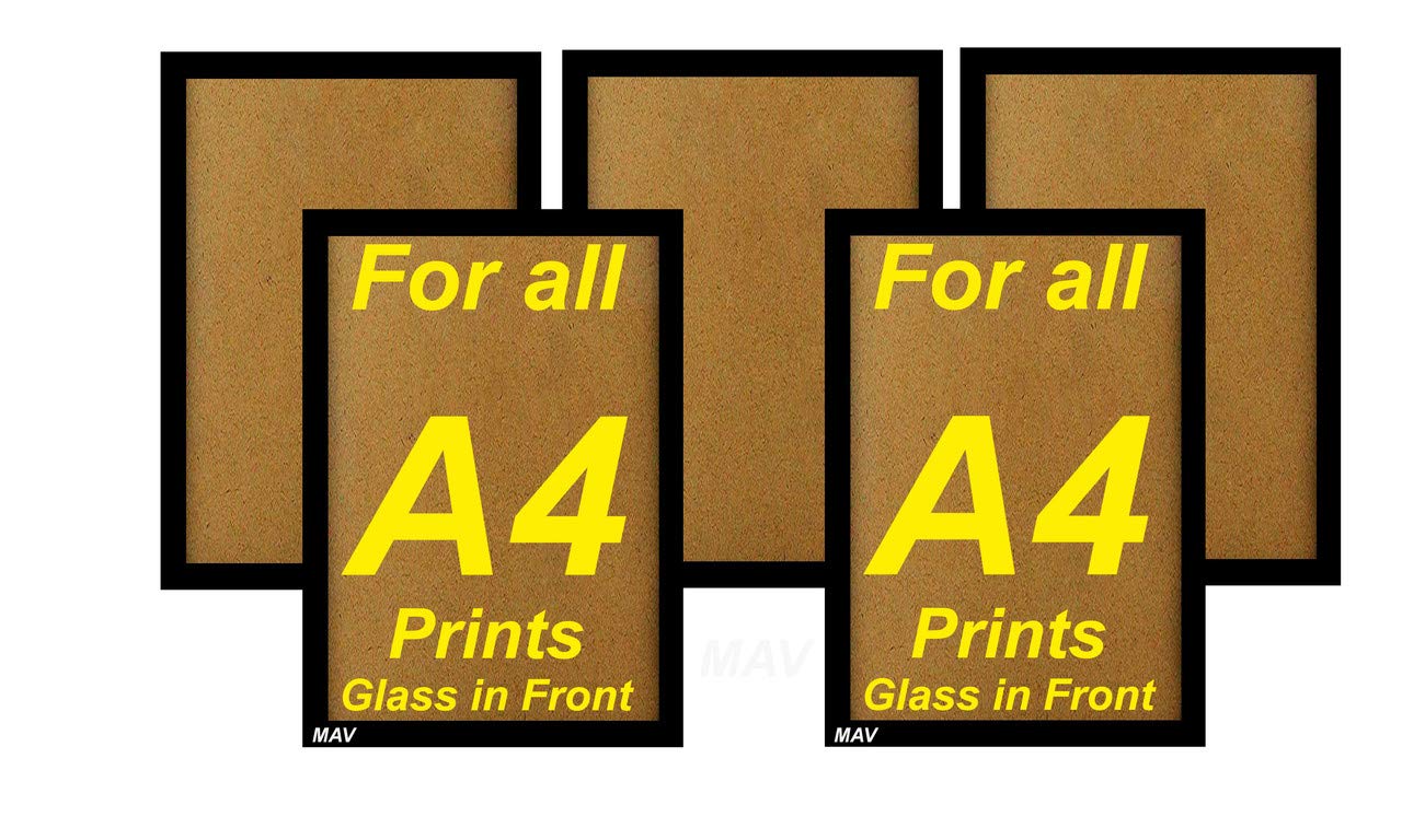 Modernart Synthetic Wood and Glass Wall Photo Frame a4 Size 5 Frames