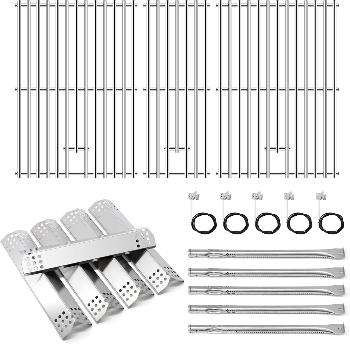 Replacement Parts for Nexgrill 720-0882A Evolution Infrared Plus 5-Burner Grill, Stainless Steel Heat Plates, Burner Tubes and Igniter, Grill Grates for Nexgrill 5 Burner 720-0882A Gas Grill