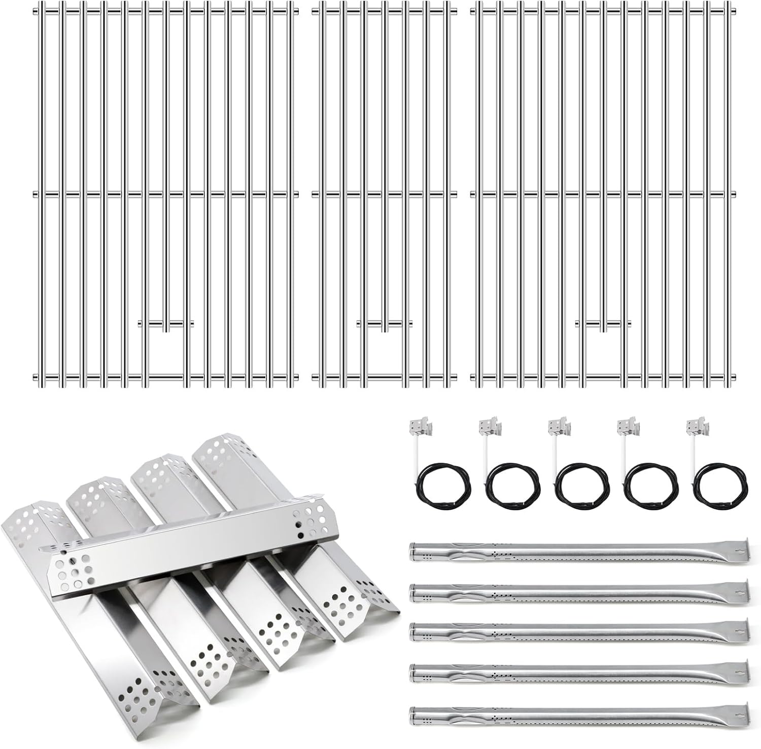 Adviace Replacement Parts for Nexgrill 720-0882A Evolution Infrared Plus 5-Burner Grill, Stainless Steel Heat Plates, Burner Tubes and Igniter, Grill Grates for Nexgrill 5 Burner 720-0882A Gas Grill