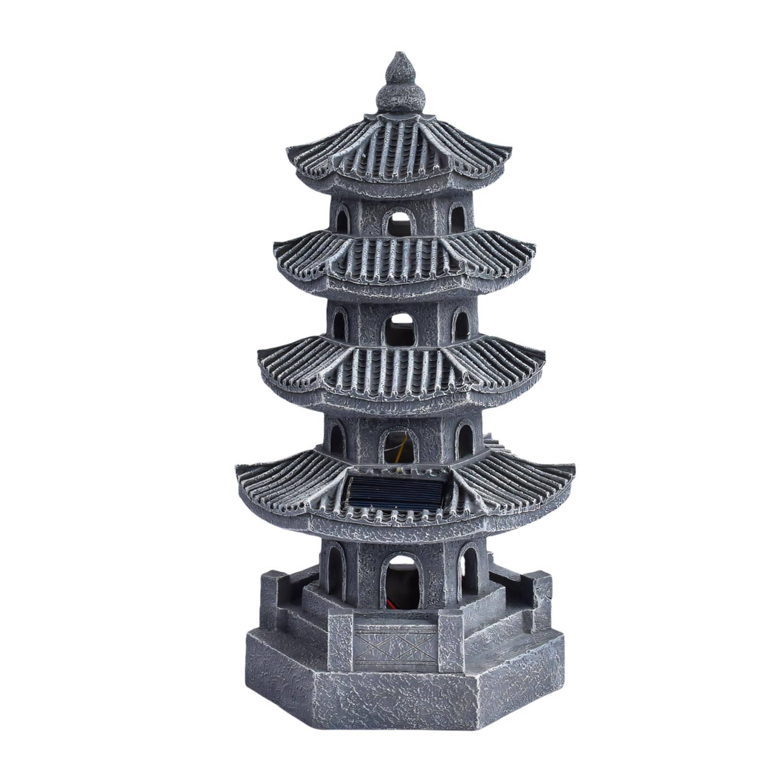 Automatic Sun Lit Resin Tower Asian Themed Decoration for Porch Miniature Pagoda Lamp