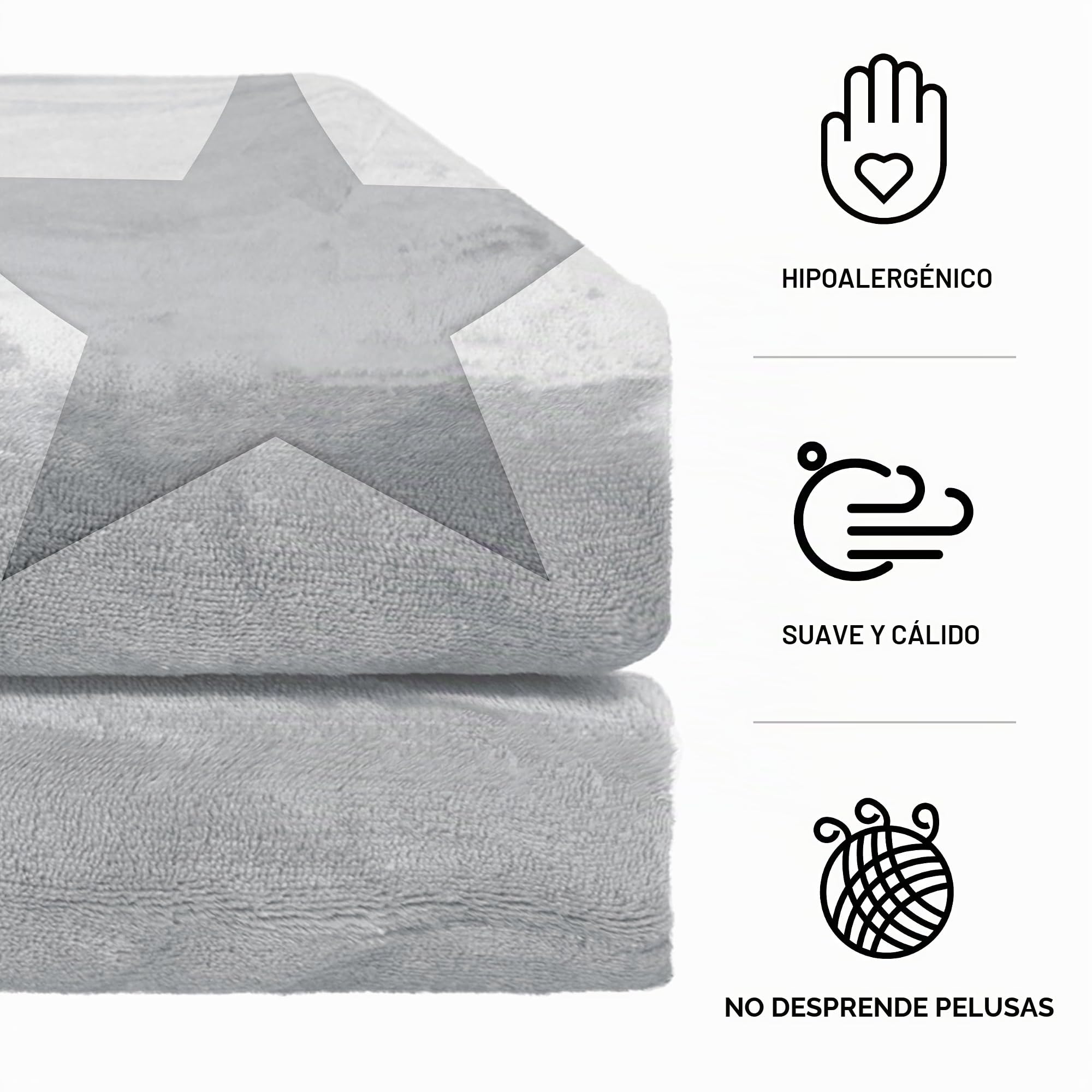 BESCH Manta Borreguillo para Sofá, Cama 220x240cm Ultra Suave, Cálida y Mullida, Manta Sherpa Polar Borreguito, Mantas Sofa de Doble Capa Reversible (Estrella)