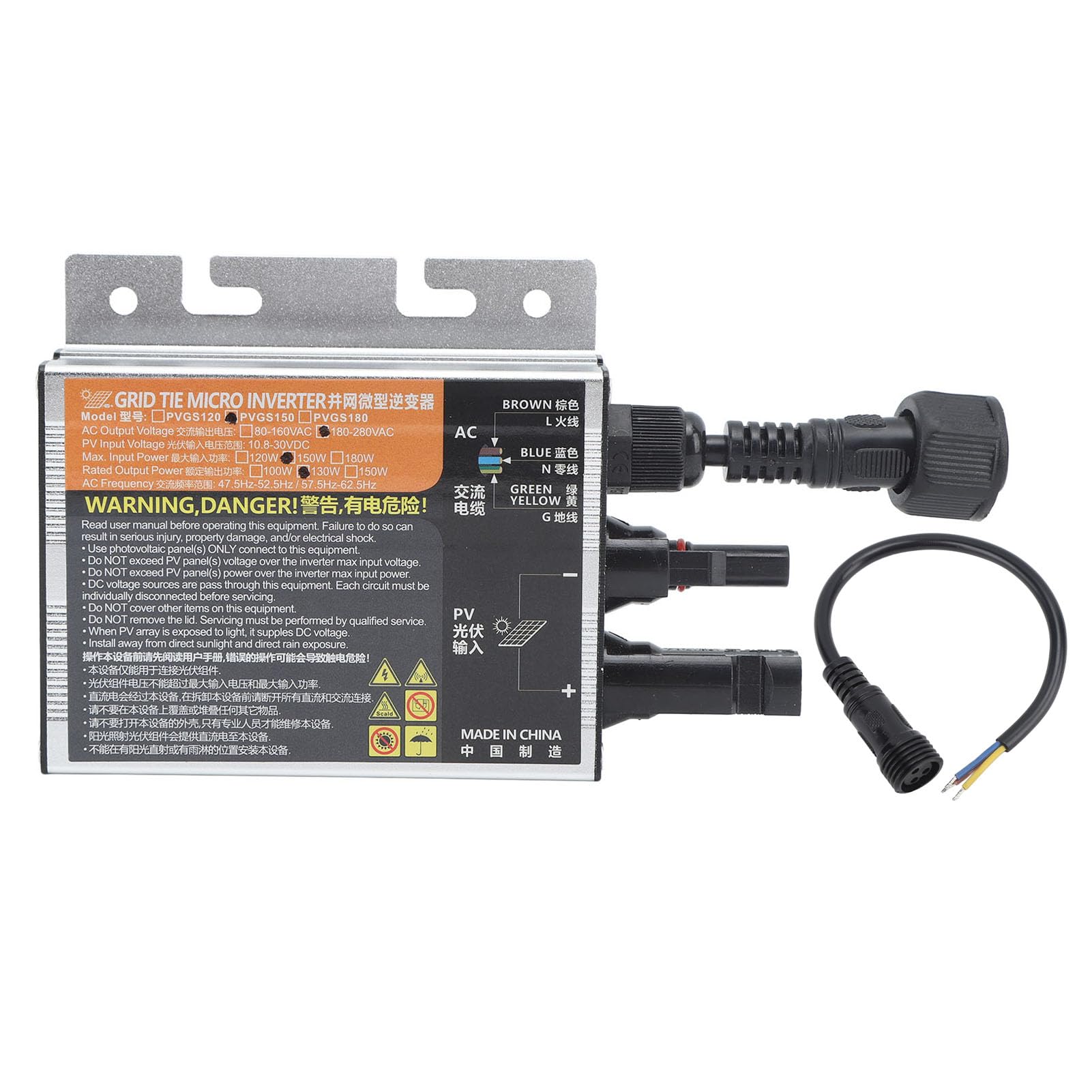 Fafeicy Mikroinwerter Sieciowy Fotowoltaiczny 150W Inwerter Sinusoidalny AC220V z Zabezpieczeniem Temperaturowym i Zabezpieczeniem Przed Wyspami do Domowego Wykorzystania Energii Słonecznej