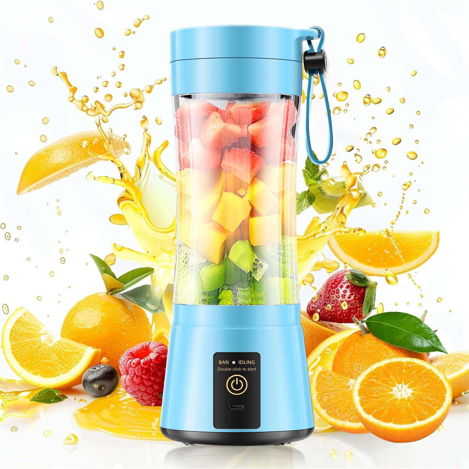Personal Size Cordless Portable Blender - BAP Free Blender Make Smoothies &amp; Shakes, 12 Oz Juice Cup with 6 Blades, Quickly Squeezed in Office/Picnic/Sports/Home