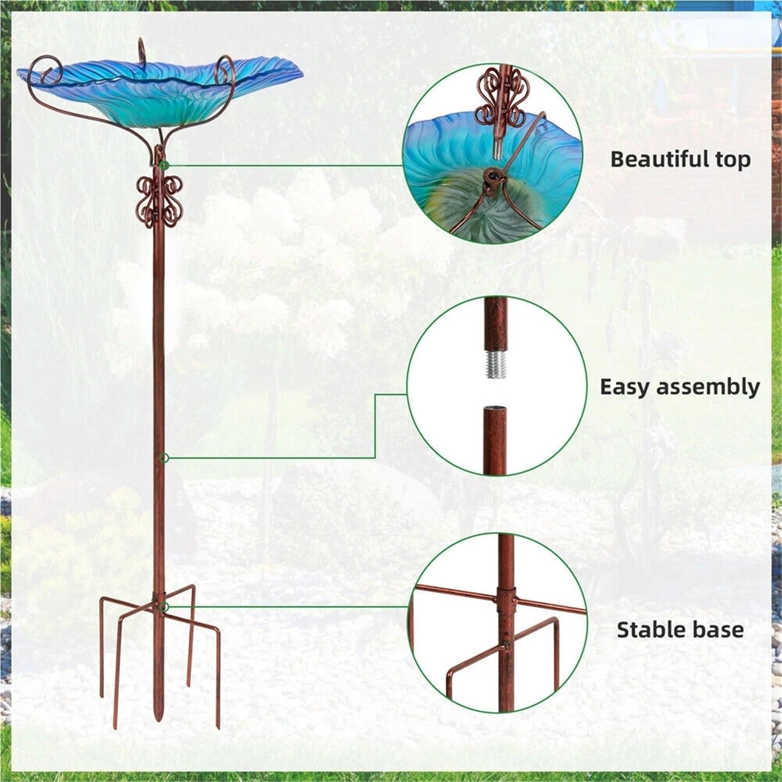 Abbeveratoio per uccelli da terra Bird Bath Water Birdfeeder Bowl | For Outdoor Garden Decorative