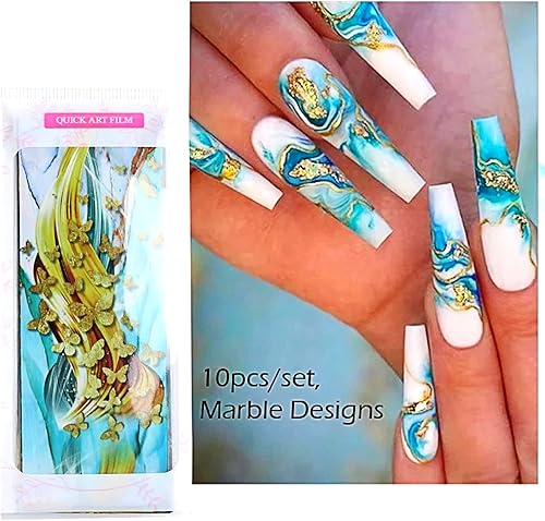 Miniatura 3 de Calcomanías de transferencia de lámina de uñas con textura de mármol, coloridos diseños de pintura al óleo, suministros de calcomanías de papel de