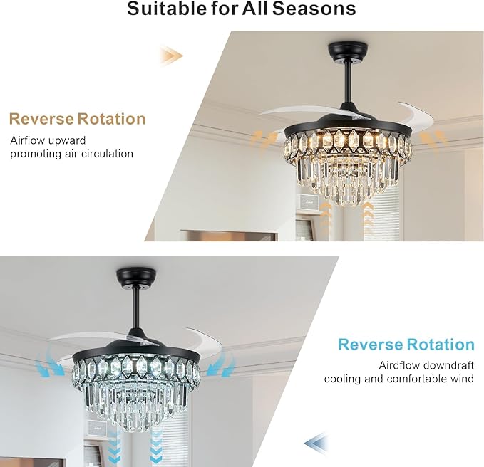 Ventilador de Techo 48 Pulgadas con Luz, 3 Temperaturas de C miniatura 6