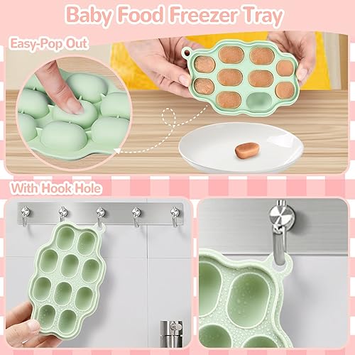 Miniatura 4 de WEST STORY Kit de alimentación y dentición para bebés, incluye moldes de paletas de leche materna, 2 alimentadores de alimentos para bebés,