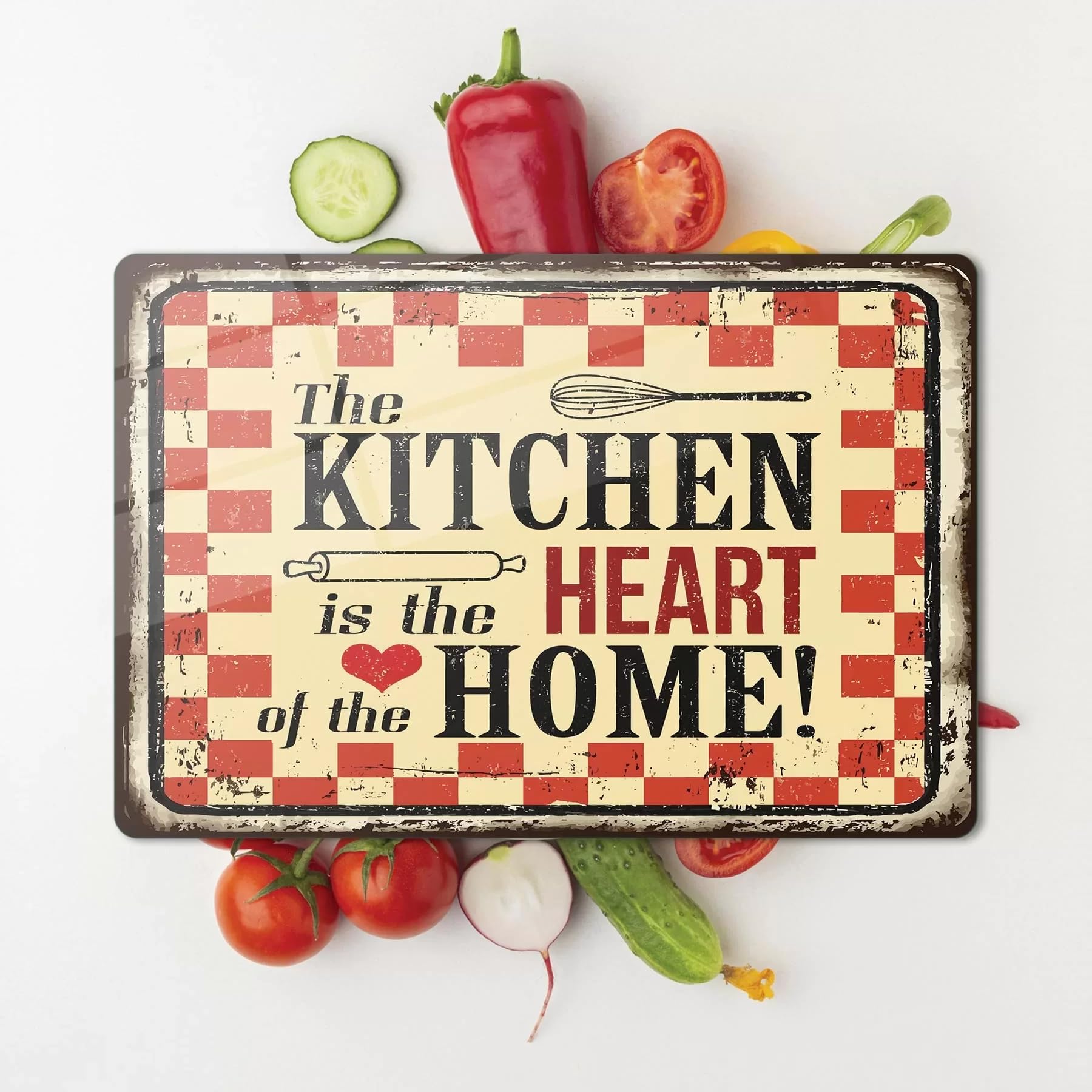 Decovetro Cam Kesme Tahtası ve Sunumluk My Kitchen Heart Desenli 20x30 Cm