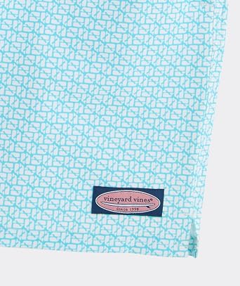 vineyard vines 7 Inch Printed Chappy Swim Trunks, Puzzle Turq, XXL