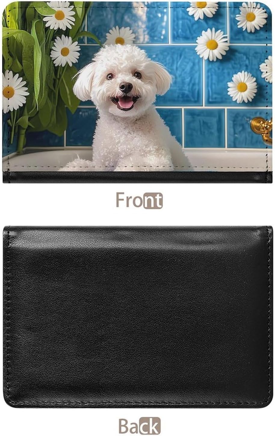Cute Bichon Frise Bathroom Passport Holder Cover Wallet PU Card Case Wallet Travel Accessories for Women Men image 3