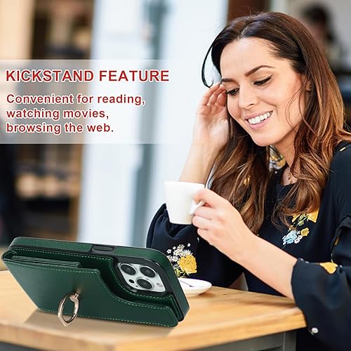 Miniatura 6 de Folosu Funda compatible con iPhone 13 Pro Max con soporte para tarjetas, rotación de 360, soporte de anillo de dedo con función atril, protección