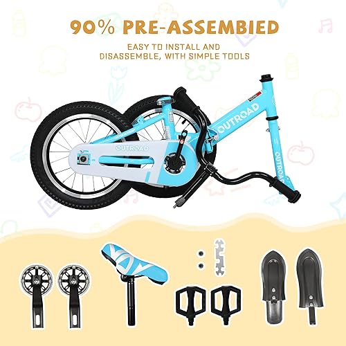 Miniatura 9 de Bicicleta plegable para niños y niñas de 3 a 9 años de edad de 14/16/18 pulgadas, bicicletas plegables para niños pequeños con ruedas de Plegable