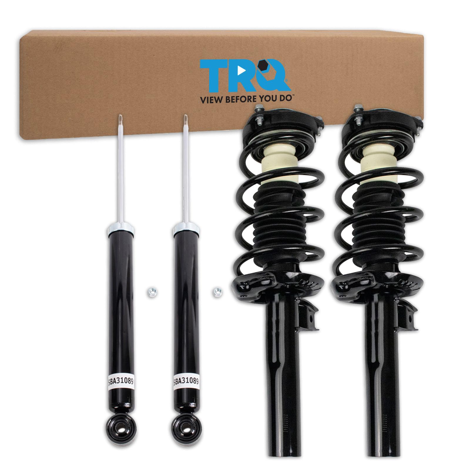 TRQ Front and Rear Complete Strut Assembly &amp; Shock Absorber Kit Complete Strut &amp; Coil Spring Assembly Compatible with 2009-2017 Volkswagen Tiguan 2017-2018 Tiguan Limited