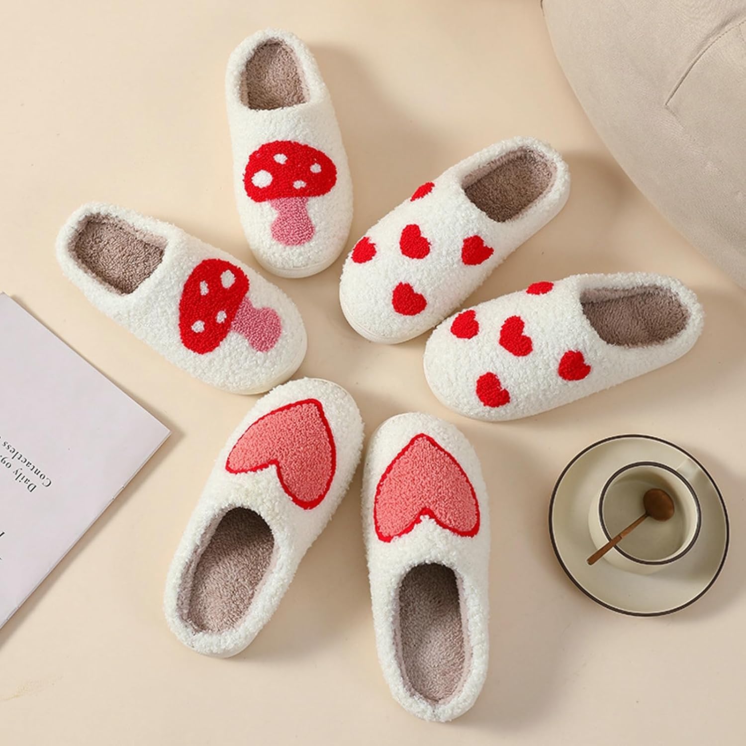 Women Slippers Cute Pattern Strawberry Slippers Warm Soft Bedroom Shoes Fuzzy Closed Toe Sandals Non Slip House Bedroom Slippers - Image 6