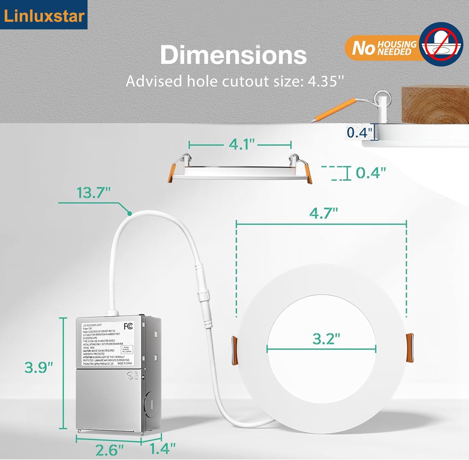 6 Inch LED Recessed Lights - 24 Pack | Linluxstar -3