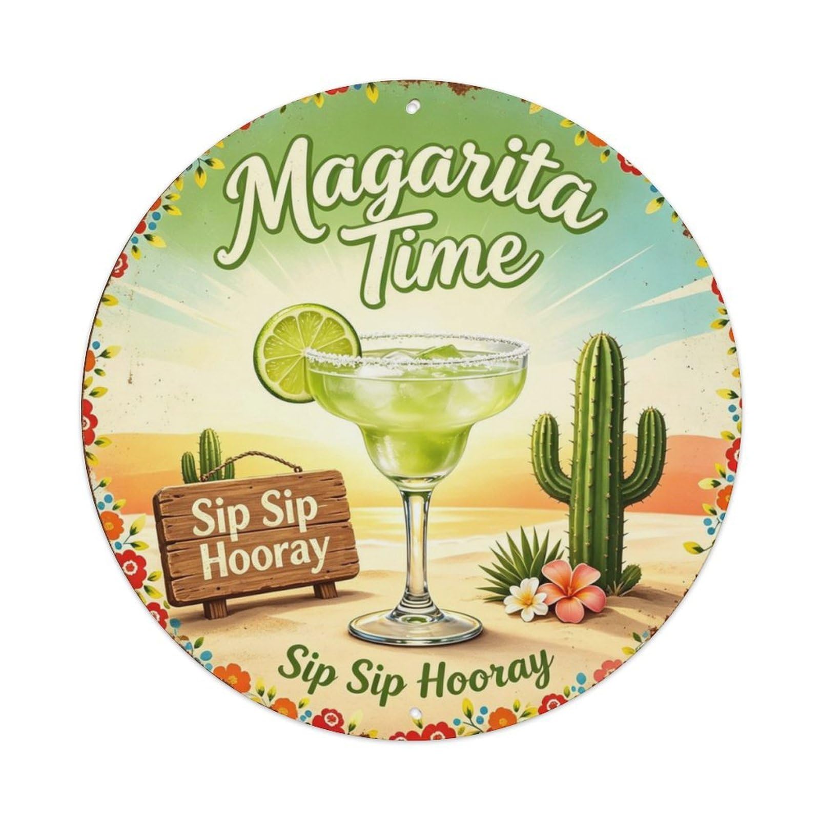 Sip Sip Hooray Metal Tin Sign Plaque