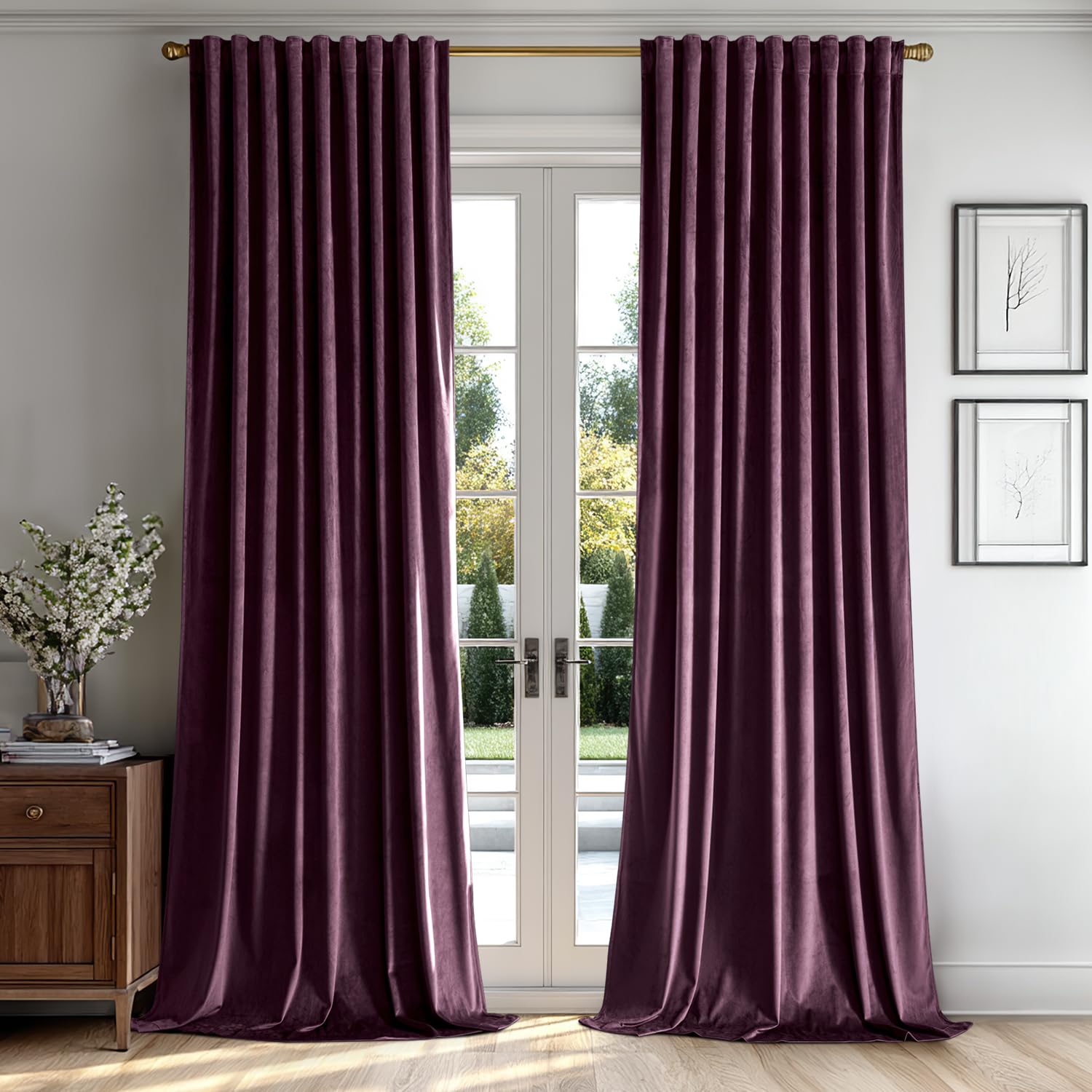 Bagaille CURTAIN ★ CANVAS PLUM Amazon.com: MIULEE Dark Purple Velvet Curtains 84 inches - Luxury