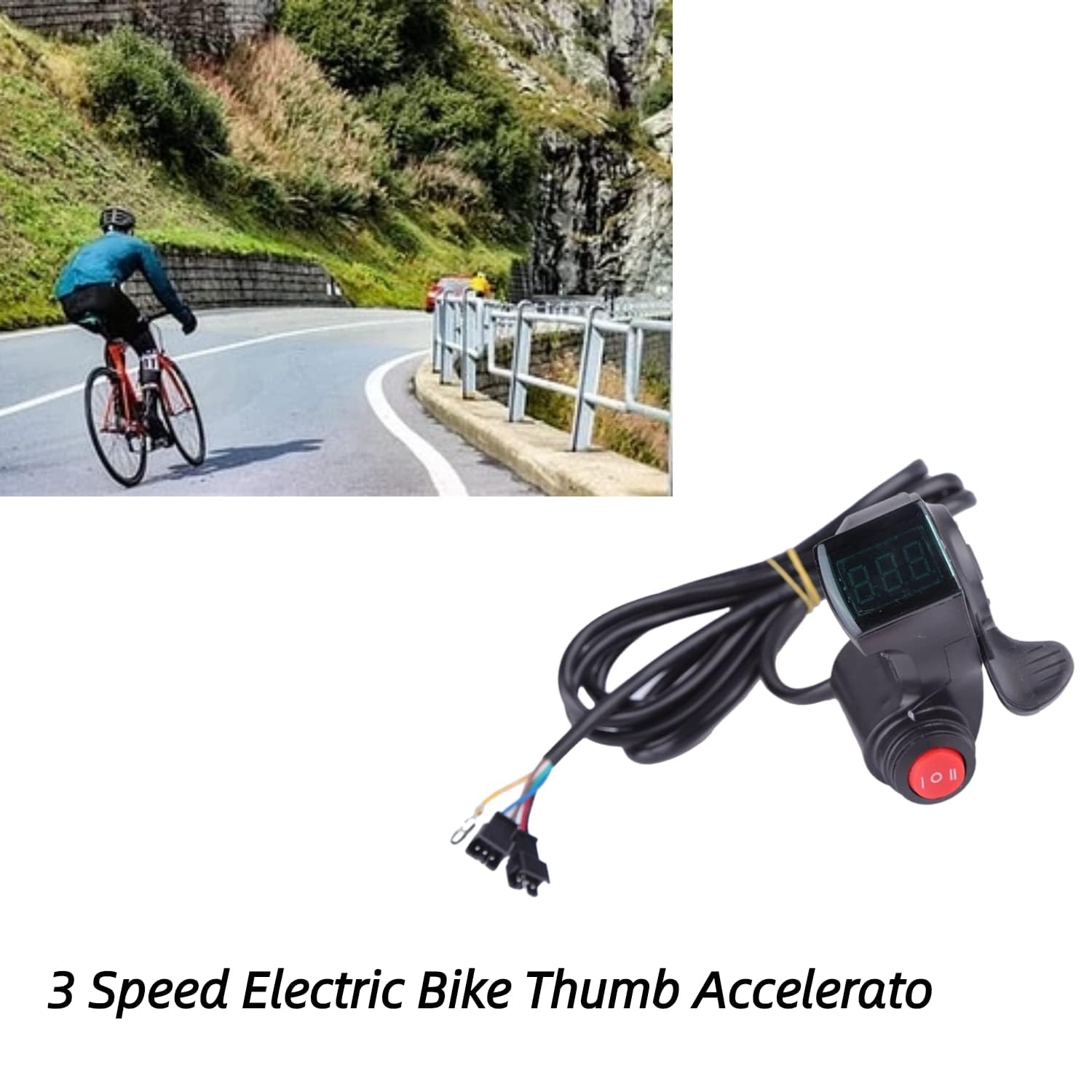 VGEBY Accélérateur du Pouce de Scooters Électriques, Contrôle de Vitesse du Papillon pour Vélo Électrique à Commutateur de Vitesse avec Affichage Numérique de Tension LCD