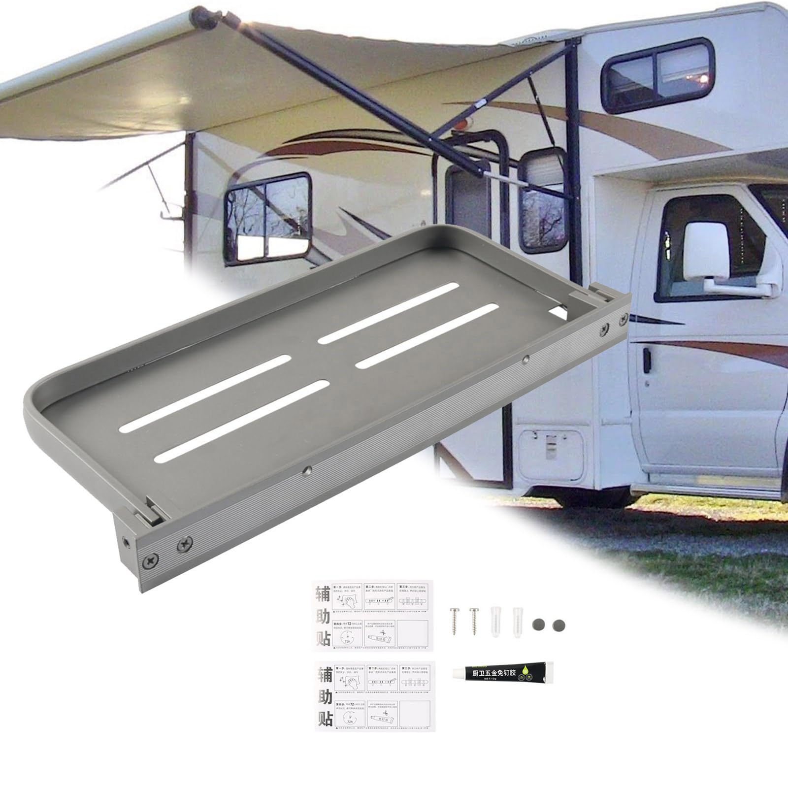 Mensola pieghevole in alluminio per camper, con viti, piccole