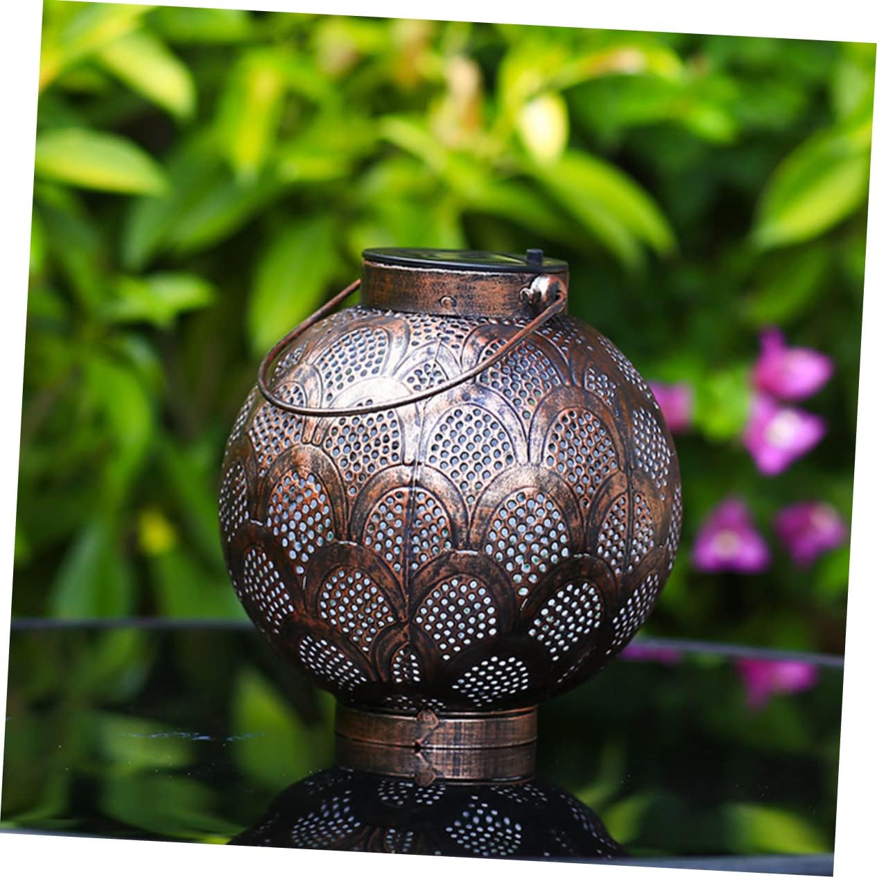 jojofuny 2pcs Decorative Solar Lanterns Outdoor Hanging Led Garden Lights Hollow Design Finish for Patios Walkways and Gardens