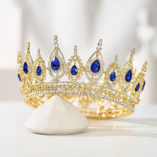Miniatura 5 de SWEETV Corona de reina real tiara de boda para novia tiaras y coronas de diamantes de imitación para mujer tocado de disfraz para cumpleaños fiesta